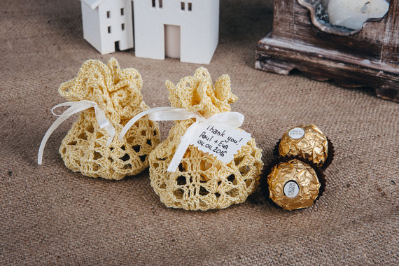 Свадьба - Yellow favor bags Personalized sweet favor bags Yellow wedding Thank you bags Summer Wedding