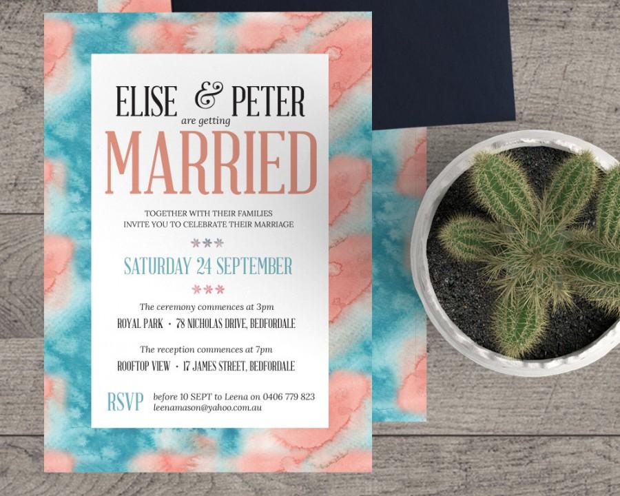 Свадьба - Wedding invitations Package printable personalized invites modern watercolour digital 6 designs customizable gold personalised invitation