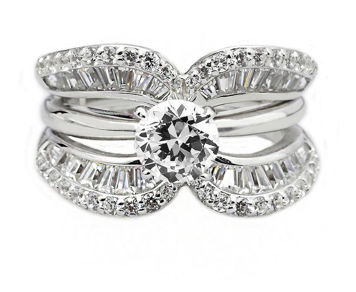 Wedding - FINE JEWELRY DiamonArt Cubic Zirconia Sterling Silver Crescent Ring Guard