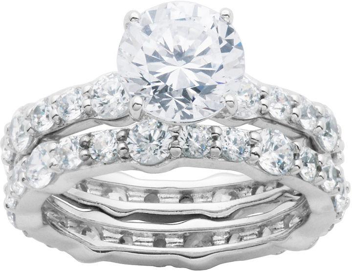 Mariage - FINE JEWELRY DiamonArt Cubic Zirconia Sterling Silver Bridal Ring Set