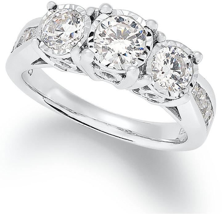 زفاف - Trumiracle® Diamond Trinity Ring (1-1/2 ct. t.w.) in 14k White Gold