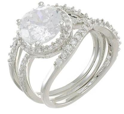 زفاف - CZ By Kenneth Jay Lane Round CZ 3-Piece Bridal Ring Set