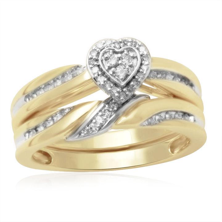 Hochzeit - MODERN BRIDE 1/5 CT. T.W. Diamond 10K Two-Tone Engagement Ring