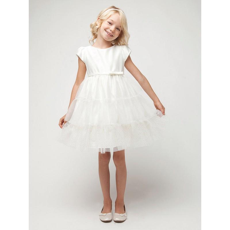 Wedding - Ivory Satin Glitter Mesh Dress Style: DSK457 - Charming Wedding Party Dresses