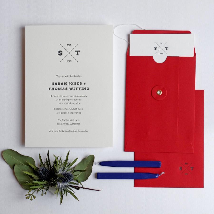 Свадьба - Emblem Letterpress Wedding Invitation Sample