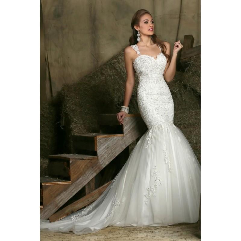 Wedding - Style 50330 by DaVinci Bridal - LaceTulle Floor length Sleeveless Semi-Cathedral Sweetheart Fit-n-flare Dress - 2017 Unique Wedding Shop