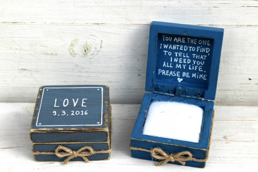 Mariage - Rustic Engagement  ring box, Proposal ring box, Ring pillow box, Personalized ring box, Wedding ring pillow