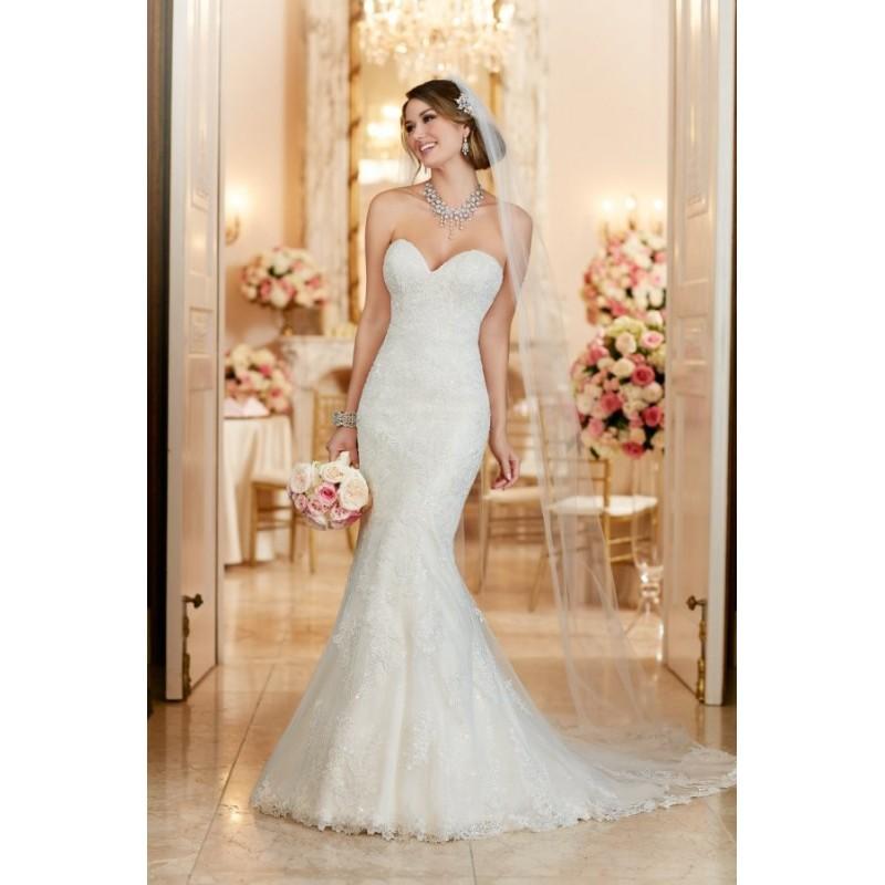 زفاف - Style 6286 by Stella York - LaceSatin Sleeveless Strapless Floor length Chapel Length Fit-n-flare Dress - 2017 Unique Wedding Shop
