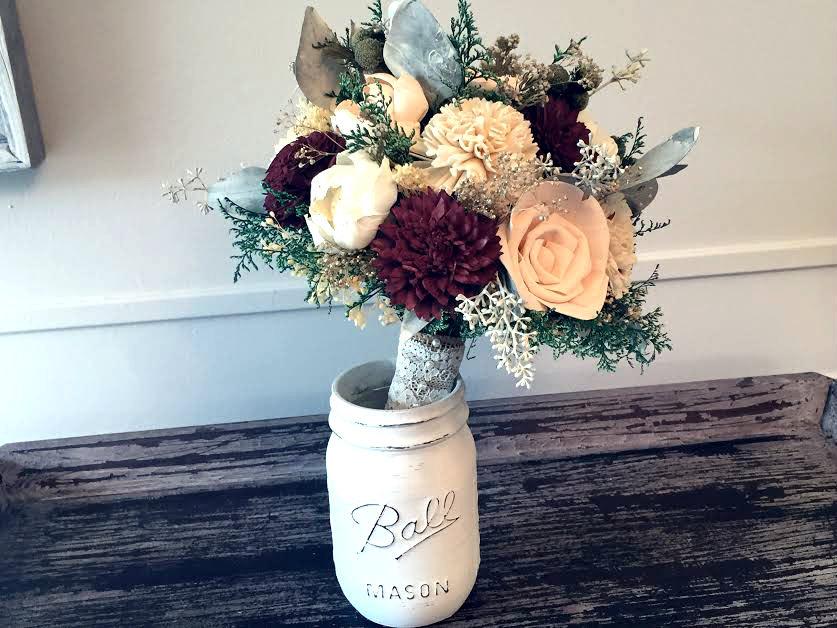 زفاف - Burgundy, Blush, Wedding Bouquet made with sola flowers - choose your colors - Custom - Alternative bridal bouquet - bridesmaids bouquet