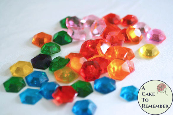 Wedding - Hexagon edible gems, rupee decorations edible diamonds. Made from isomalt. Sugar jewels for cake decorating or for cupcake toppers