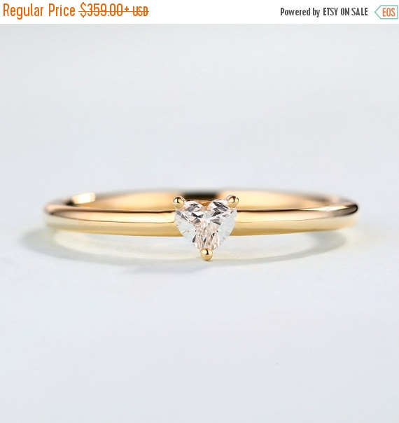 Свадьба - Valentine day Sale Heart Diamond Ring in 14k rose gold,Unique Engagement Ring, Valentine's Day gift for women,stacking rings,promise ring,Ti