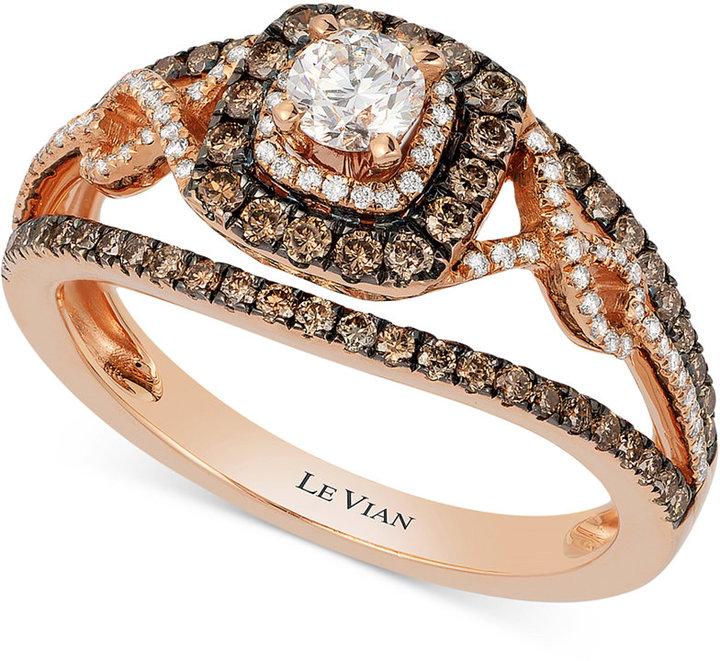 Hochzeit - Le Vian Bridal® Diamond Engagement Ring (7/8 ct. t.w.) in 14k Rose Gold
