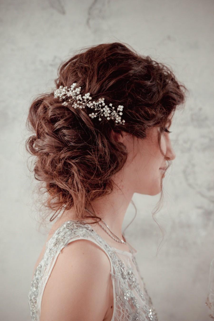Mariage - Wedding pearl headpiece  Bridal hairpiece Wedding Tiara Wedding Hair Vine Hair Chain Headpiece hair chain art deco boho wedding halo