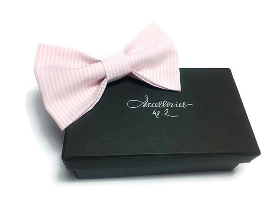 Hochzeit - Mens bow tie Blush bow tie Pink bow tie Striped Bow tie Wedding bow tie for men bow tie for Father bow tie for groom bow tie for wedding gyy