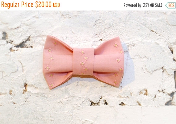 Свадьба - SALE 25% OFF Hair bows Pink bow tie Flowers bow tie Pastel bow tie Blush bow tie Floral pattern Girls bow tie Gift for her Preppy bow tie Cl