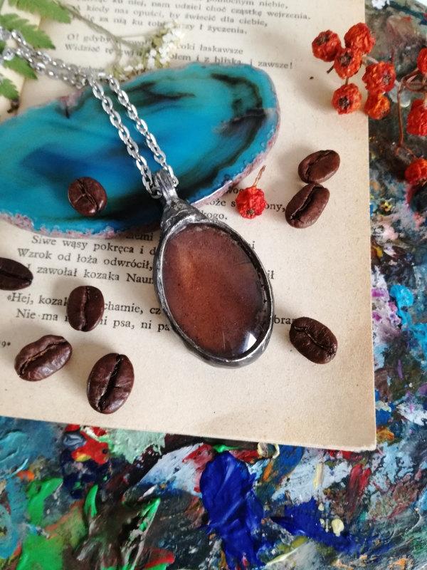 زفاف - Coffee necklace, summertime, boho, medallion pendant, gift, Organic Necklace, Jewelry by Bustani