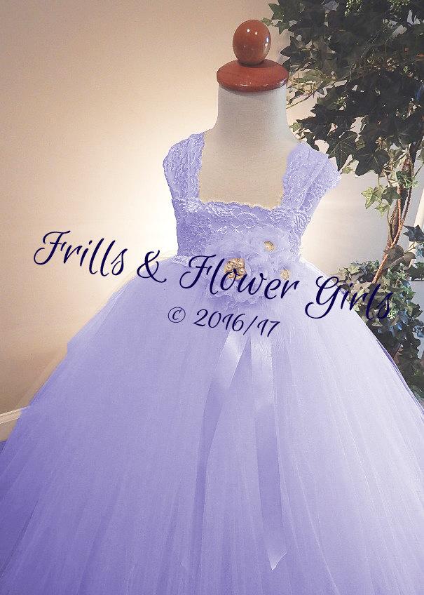 Wedding - Lavender Flower Girl Dress Lavender Lace Flower Girl Dress LINED skirt  Dress Sizes 18 Mo up to Girls Size 10