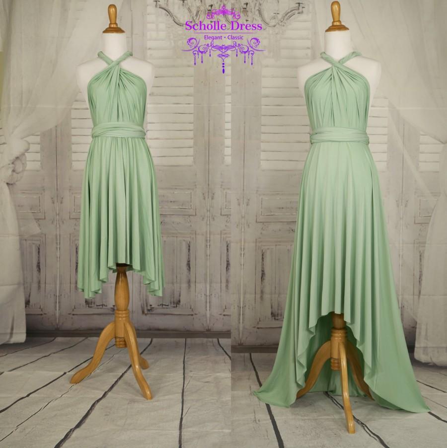 زفاف - Sage green Bridesmaid Dress , Infinity Dress, Wrap Convertible Dress.Party dress-A style D style