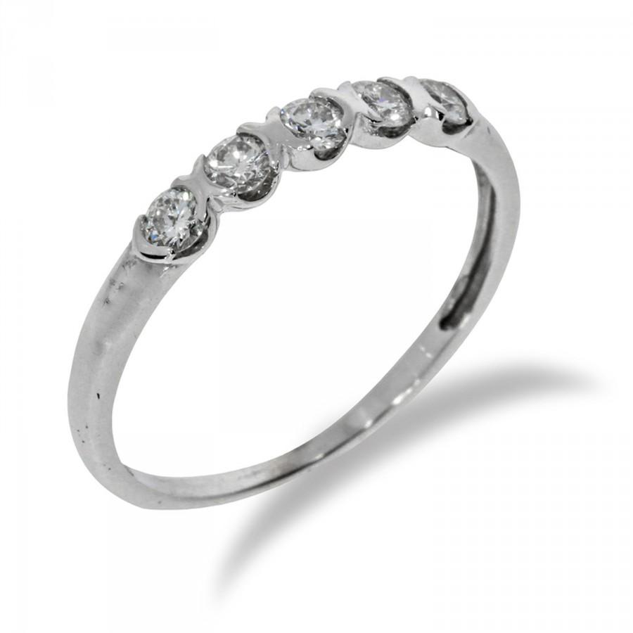 Mariage - Natural Diamond Wedding Band, Women Wedding Band, White Gold 14K Ring Size 7, Birthday Gift, Anniversary Ring, Pave Set Diamond Ring
