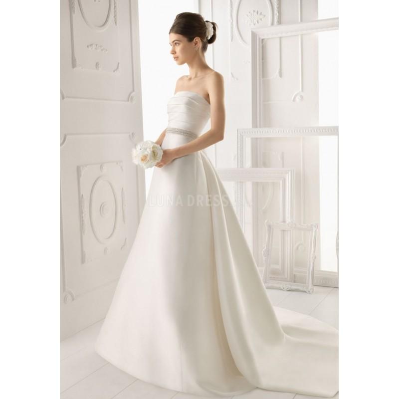 Hochzeit - Luxurious A line Strapless Satin Floor Length Wedding Dress With Sash/ Ribbon - Compelling Wedding Dresses