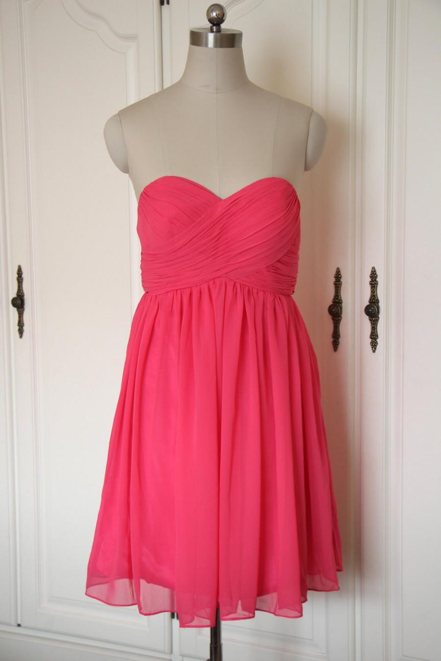 Свадьба - Rose Sweetheart Bridesmaid Dress Short Chiffon Red Rose Strapless Bridesmaid Dress-Custom Dress