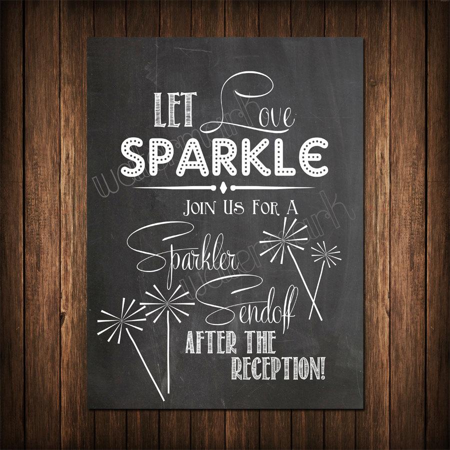 Chalkboard Sparkler Sign, Let Love Sparkle, 8X10 In