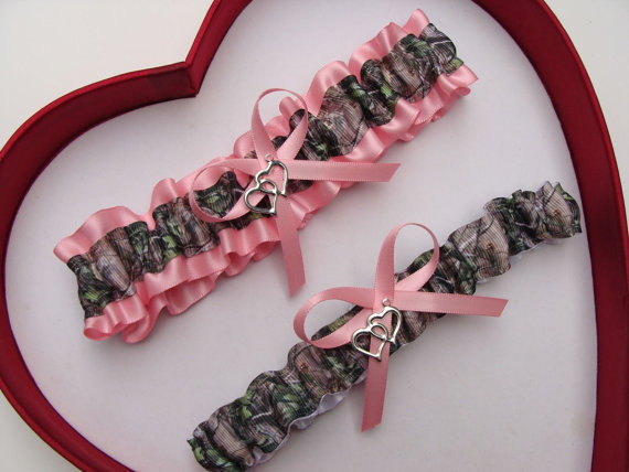 زفاف - Wedding Garters Mossy Oak Baby Pink Camouflage Camo Set Keepsake Toss Plus Size Wedding Garters Prom