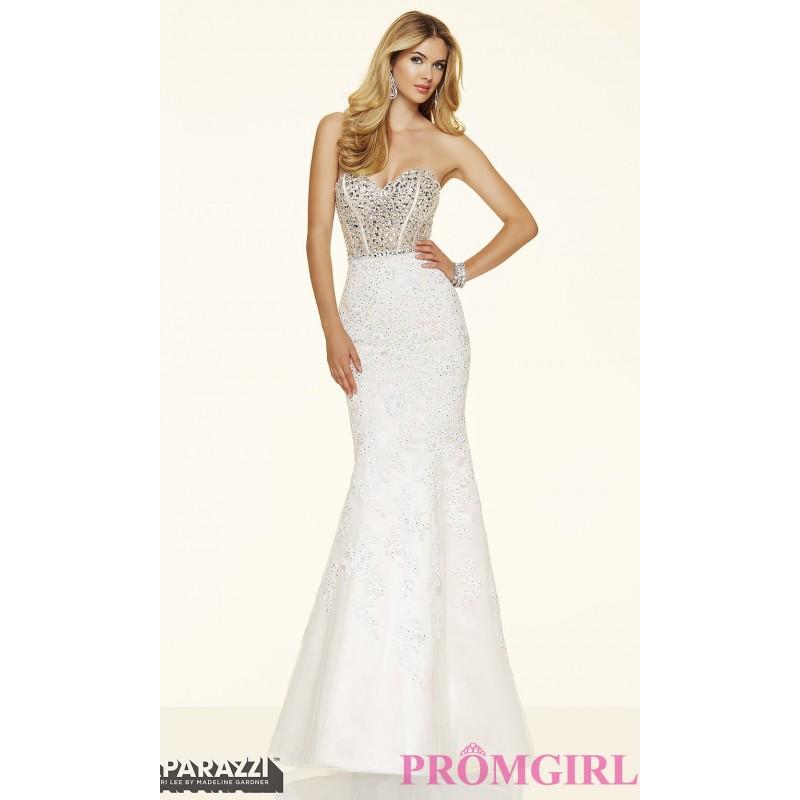 Wedding - Strapless Beading and Lace Prom Dress by Mori Lee - Discount Evening Dresses 