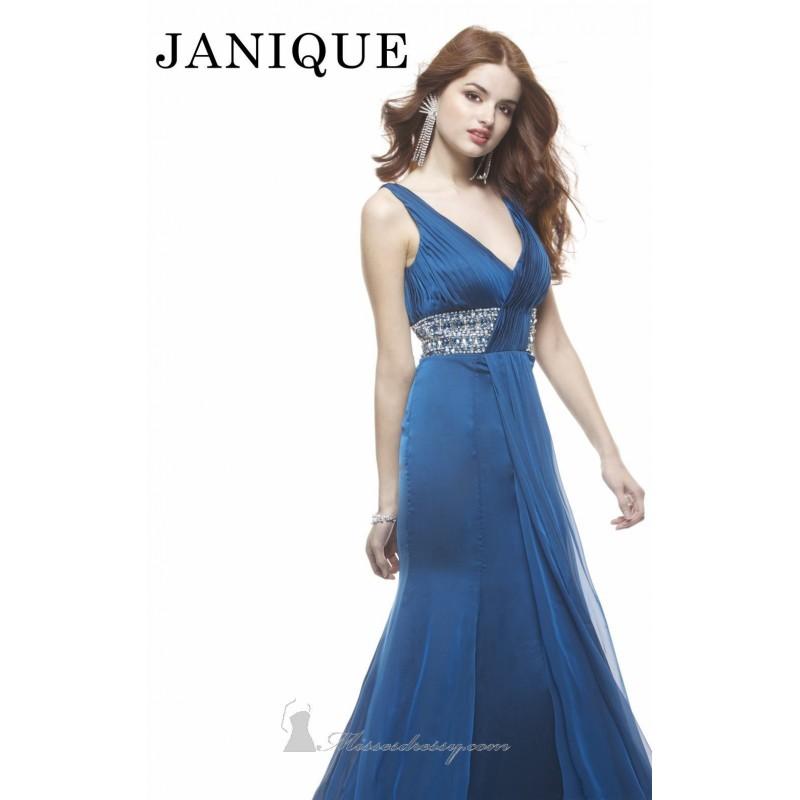 زفاف - Mediterranean Floor length V neck gown by Janique - Color Your Classy Wardrobe