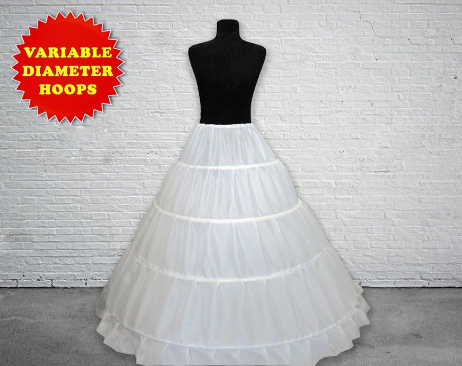 Hochzeit - Petticoat Crinoline, Variable 4 HOOPS White, Petticoat Skirt, Plus Size Petticoat, Wedding Accessories, Bridal Accessories