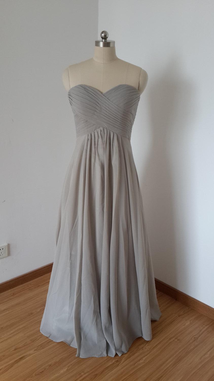 Mariage - 2015 Sweetheart Light Grey Chiffon Long Bridesmaid Dress