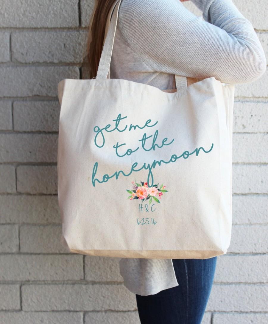 Mariage - Gift for Bride-to-Be Custom Tote Bag - Honeymoon Beach Bag - Destination Wedding Personalized Tote Bridal Shower Cotton Canvas Reusable Tote