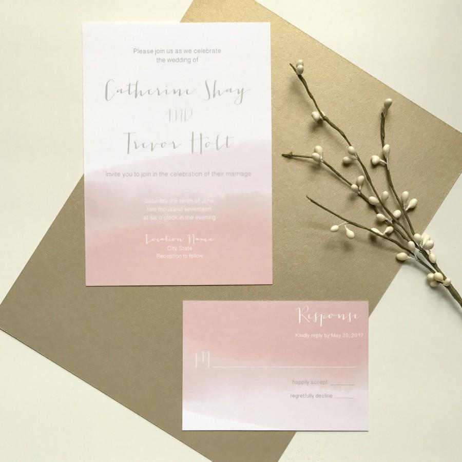 Wedding - Custom dip-dye Watercolor Wedding invitation sample (printed - any color)