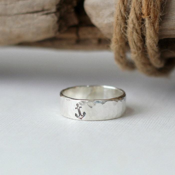 Hochzeit - Mens Anchor Ring, Anchor Ring for Men, Mens Nautical Ring, Anchor Ring Mens, Mens Nautical Wedding Bands, Sterling Silver
