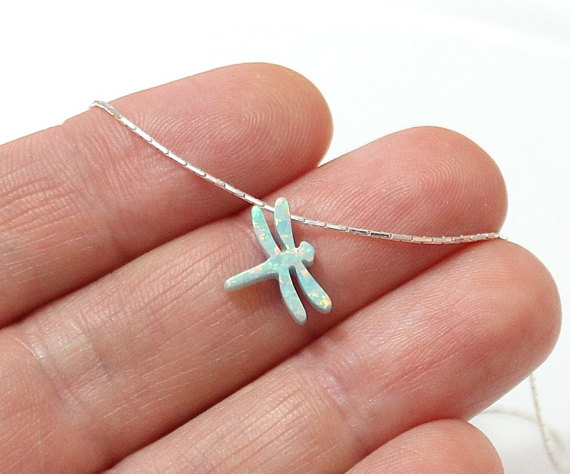 Mariage - Dragonfly Opal Necklace, Sterling Silver, Opal Dragonfly Jewelry, Dragonfly Charm, Dragonfly Pendant, Opal Jewelry, Dragonfly Jewelry