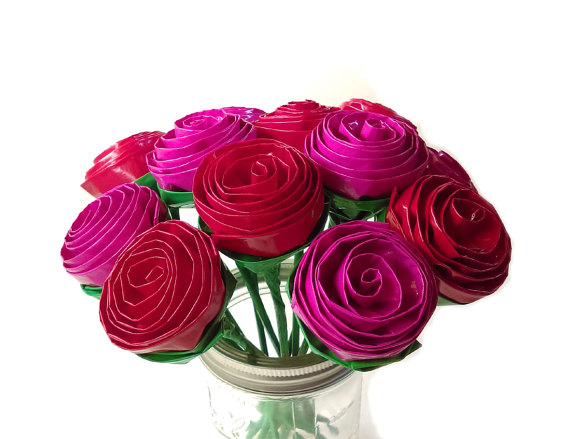 Mariage - Anniversary FOREVER Roses - Wedding Bouquet - Table Decorations - Solid Color Flowers - Red Roses - Duck Tape Flowers