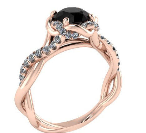 زفاف - Black diamond Wedding Ring, Diamond Ring, The Best Engagement Ring, Rose Gold Ring With Diamond Center Stone, Diamond ring designed by Irina