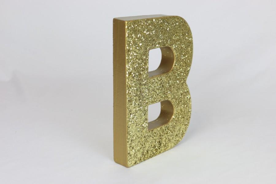 Hochzeit - Gold Glittered Letters, 8 inch Self Standing, Wedding, Bridal Shower/ Baby Shower/Party Decor/Photo Props/Paper Mache