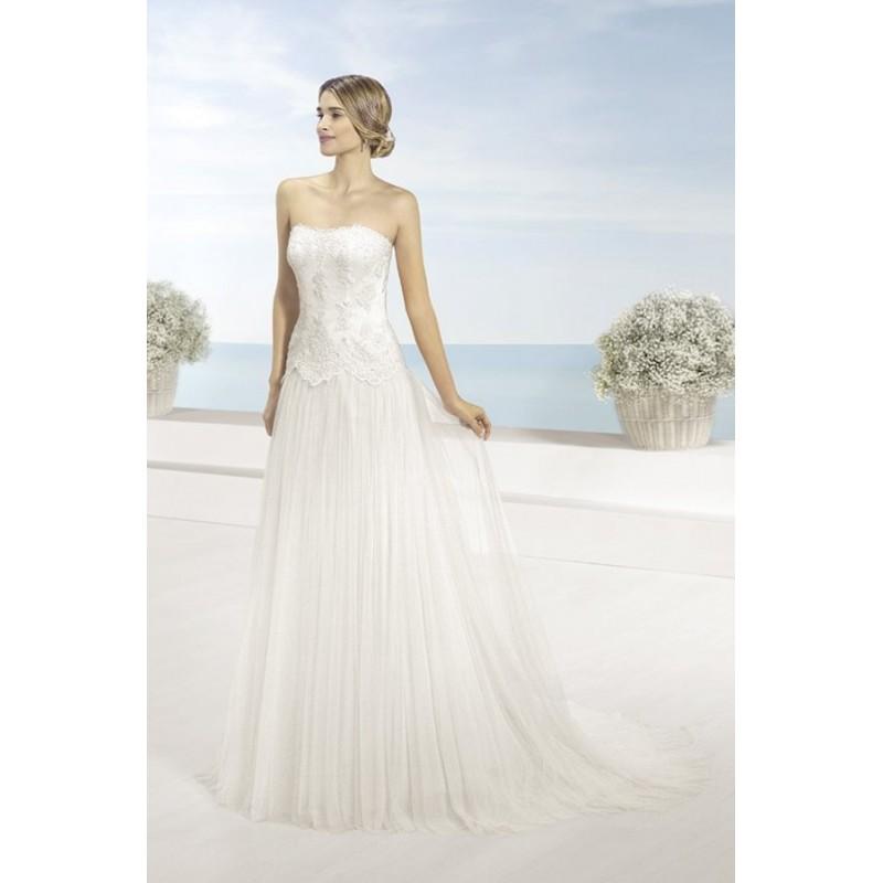 Mariage - Style Tamar by Luna Novias - Floor length Chapel Length LaceTulle Sleeveless Strapless A-line Dress - 2017 Unique Wedding Shop