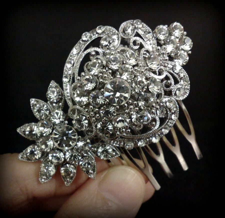 زفاف - Crystal Bridal Hair Comb, Art Nouveau Bridal Hair Jewelry, Victorian Wedding Headpiece, Swarovski Bridal Headpiece, Gift for Her, CELESTA