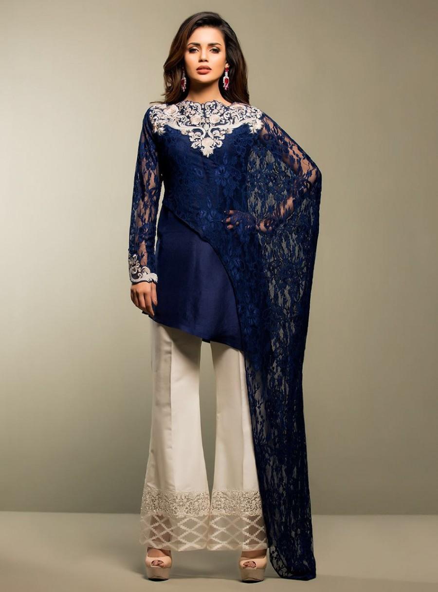 زفاف - Zainab Chottani midnight blue madness, master replica chiffon dress, Indian/pakistani/bengali formal shalwar kameez, luxury pret,