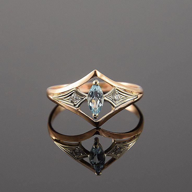 Свадьба - Art Deco Ring, Gold Ring, Gemstone Ring, Geometric Ring, Promise Ring, Antique Ring, Birthstone Ring, Marquise Ring, Rose Gold Ring