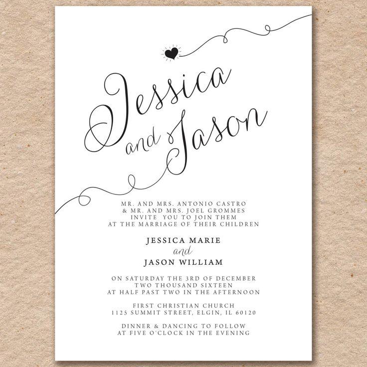 Свадьба - Modern Wedding Invitations, Minimal Design, Elegant Pearlized Card Stock