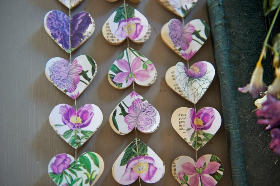 Hochzeit - PURPLE PEONIES, paper garland, Valentines day, wedding garland, lavender, blush, pink peonies, mint wedding, floral garland, peony
