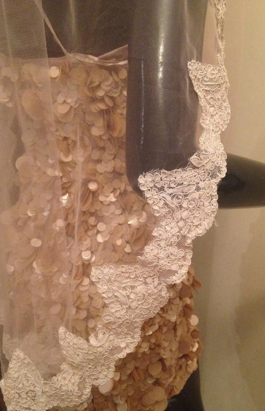 Свадьба - Beautiful blush lace veil, blush pink veil, pink veil. Wedding lace veil
