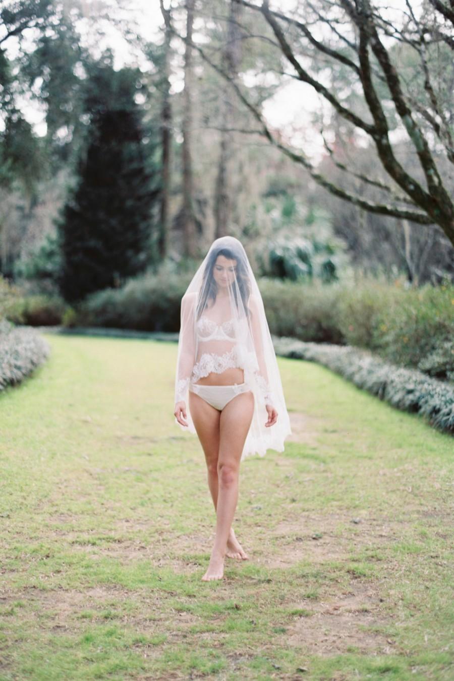 زفاف - Marie Ethereal Bridal Heirloom Wedding Silk Tulle & French Lace Veil