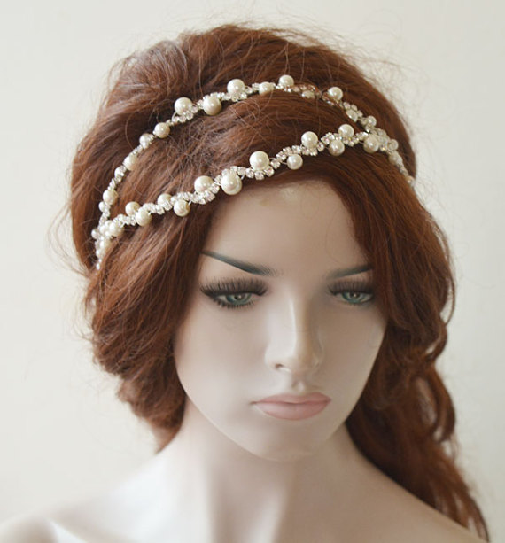 Mariage - Pearl Wedding headpiece, Bridal headpiece, Wedding Headpiece, Pearl Bridal Headpiece, Bridal Hair Accessory, Hair Jewelry