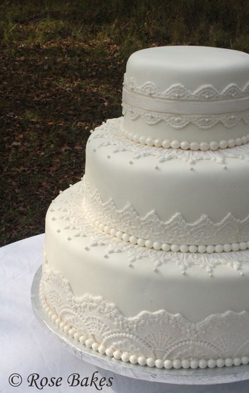 Wedding - Elegant Lace Wedding Cake
