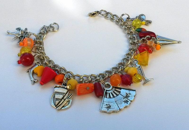 Mariage - Summer bracelet, mixed media bracelet, charm bracelet, best friend gift, gift for her, unique gift, cheerful bracelet, chunky bracelet