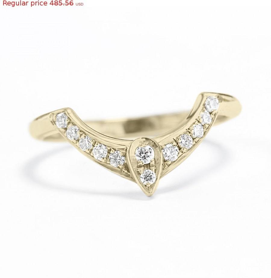 زفاف - Valentines SALE! Third Eye Wedding Ring, Diamond Engagement Ring, Gold Engagement Ring, Diamond Side Band, Gold Band Ring, Women Wedding Jew